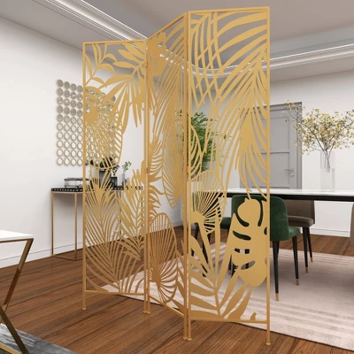 Glam Metal Palms Room Divider Screen Gold - Olivia & May 6 Glam Metal Palms Room Divider Screen Gold - Olivia & May - Image 6