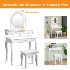 Costway White Vanity Wood Makeup Dressing Table Stool 3 Drawer 11 Costway White Vanity Wood Makeup Dressing Table Stool 3 Drawer -Furniture Haven Shop GUEST 28fb6520 59e0 4761 b9f5 a99a151a34cb