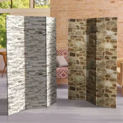 6" Double Sided Stone Wall Canvas Room Divider Gray - Oriental Furniture -Furniture Haven Shop GUEST 29555d2e d0a9 45da ada6 09fa56614a1a