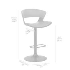 Karine Adjustable Swivel Faux Leather Metal Barstool Gray/Black - Armen Living 17 Karine Adjustable Swivel Faux Leather Metal Barstool Gray/Black - Armen Living -Furniture Haven Shop GUEST 29a11120 56d3 4fd7 9a32 aa989874b1c2