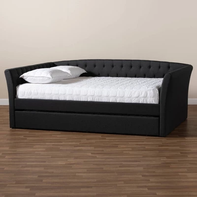 Delora Upholstered Daybed With Trundle - Baxton Studio 8 Delora Upholstered Daybed With Trundle - Baxton Studio - Image 8