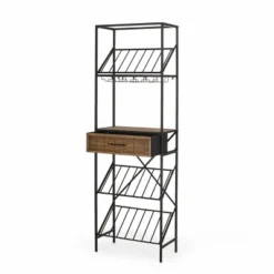 Boster Boho Industrial 21 Bottle Floor Wine Rack With Storage Natural/Black - Christopher Knight Home 12 Boster Boho Industrial 21 Bottle Floor Wine Rack With Storage Natural/Black - Christopher Knight Home -Furniture Haven Shop GUEST 2a6741be 901a 4862 8465 b2ad6ec26050