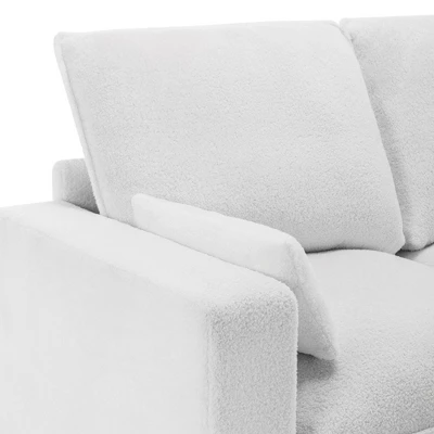 3 Seat Sofa With Removable Cushions And 2 Pillows, Teddy Fabric Upholstered Couch-ModernLuxe 11 3 Seat Sofa With Removable Cushions And 2 Pillows, Teddy Fabric Upholstered Couch-ModernLuxe - Image 11
