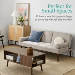 Best Choice Products Fabric Upholstered Convertible Futon W/ Rounded Armrests, Wooden Legs, 2 Cupholders 12 Best Choice Products Fabric Upholstered Convertible Futon W/ Rounded Armrests, Wooden Legs, 2 Cupholders -Furniture Haven Shop GUEST 2bd950b3 6cec 4548 b2ac e4bd4197632e