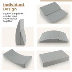 Costway 4-in-1 Convertible Folding Sofa Bed Floor Futon Sleeper Couch Chair Single Grey -Furniture Haven Shop GUEST 2ca24922 cee0 44a9 92c2 e1fc78267442