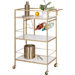 Honey-Can-Do 3 Tier Bar Cart Gold/White