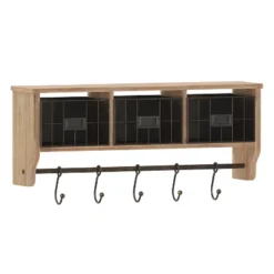 Emma And Oliver Rustic Country Wall Mounted Shelf With 5 Adjustable Sliding Hooks And Three Wire Storage Baskets 23 Emma And Oliver Rustic Country Wall Mounted Shelf With 5 Adjustable Sliding Hooks And Three Wire Storage Baskets -Furniture Haven Shop GUEST 2d6f6037 db0d 4f80 b928 1e0e5cda304b