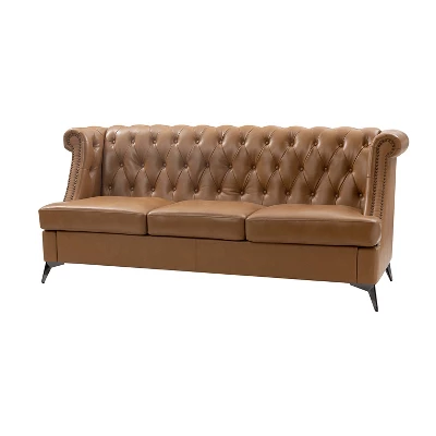 Pablo 81.5" Wide 81.5" Wide Chesterfield Tufted Genuine Wing Back Leather Sofa For Living Room-A+B | ARTFUL LIVING DESIGN 11 Pablo 81.5" Wide 81.5" Wide Chesterfield Tufted Genuine Wing Back Leather Sofa For Living Room-A+B | ARTFUL LIVING DESIGN - Image 11
