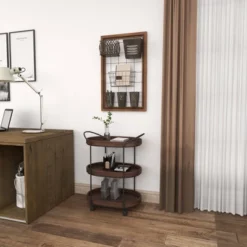 Wood 3 Tier Oval Tray Cart Brown - Olivia & May -Furniture Haven Shop GUEST 2da5cd04 e364 4716 8c0b 54f184ef2a8e