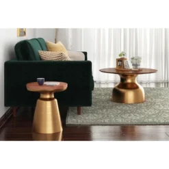 Inmod Willa Wood Side Table Gold/Walnut