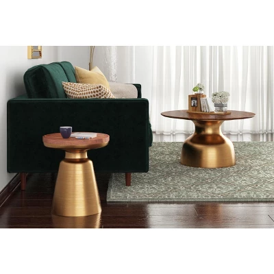 Inmod Willa Wood Side Table Gold/Walnut 1 Inmod Willa Wood Side Table Gold/Walnut