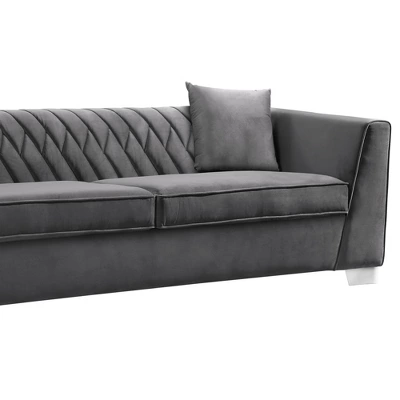 Cambridge Contemporary Sofa Velvet Dark Gray - Armen Living 1 Cambridge Contemporary Sofa Velvet Dark Gray - Armen Living