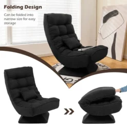 Costway 360° Swivel Floor Chair 5-Level Adjustable Lazy Chair W/ Massage Pillow GreyBlackBrown -Furniture Haven Shop GUEST 2fdb7101 5e0f 4d04 ab5f 4323a96c326e