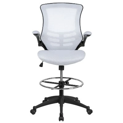 Emma And Oliver Mid-Back Mesh Ergonomic Drafting Chair With Foot Ring And Flip-Up Arms 2 Emma And Oliver Mid-Back Mesh Ergonomic Drafting Chair With Foot Ring And Flip-Up Arms - Image 2