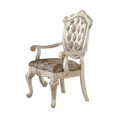 Set Of 2 Chantelle Arm Dining Chair Pearl White/Rose Gold - Acme Furniture 2 Set Of 2 Chantelle Arm Dining Chair Pearl White/Rose Gold - Acme Furniture - Image 2