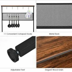 Costway 4-Tier Kitchen Bakers Rack Microwave Oven Stand Industrial W/Hooks & Mesh Panel -Furniture Haven Shop GUEST 305d9aea b7a1 4f51 93bb 610ac3d83c4d