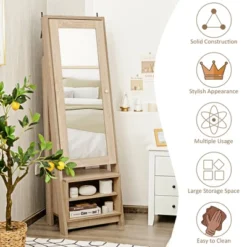 Costway Jewelry Cabinet Large Full Length Armoire 2-in-1 Stand Mirror Organizer -Furniture Haven Shop GUEST 30623ed5 70db 4cd1 bd65 1bbb04d084d7