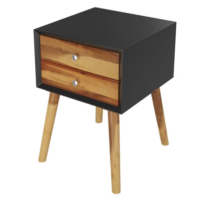 Tangkula Wooden Nightstand With 2 Storage Drawers Accent End Side Table For Bedroom&Living Room 5 Tangkula Wooden Nightstand With 2 Storage Drawers Accent End Side Table For Bedroom&Living Room - Image 5