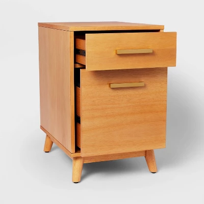 Wood Mid Century File Cabinet Light Brown - Threshold™ 2 Wood Mid Century File Cabinet Light Brown - Threshold™ - Image 2