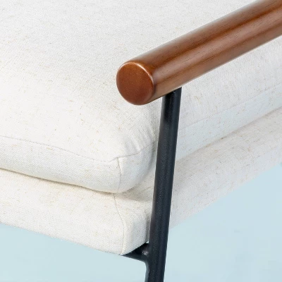 Cushioned Metal & Wood Bench - Cream/Black - Hearth & Hand™ With Magnolia 3 Cushioned Metal & Wood Bench - Cream/Black - Hearth & Hand™ With Magnolia - Image 3