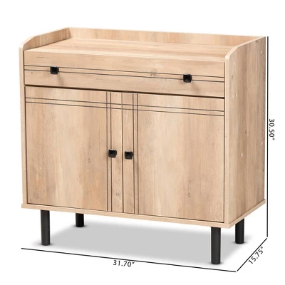 Patterson Wood 2 Door Kitchen Storage Cabinet Oak Brown - Baxton Studio 8 Patterson Wood 2 Door Kitchen Storage Cabinet Oak Brown - Baxton Studio - Image 8