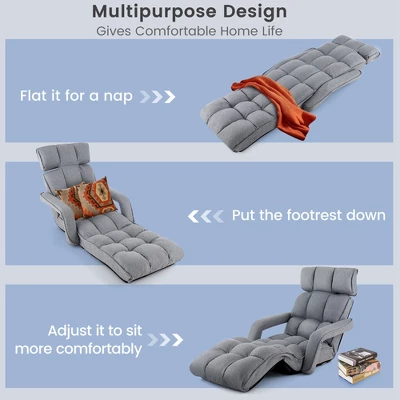 Costway 6-Position Adjustable Floor Chair For Adults Foldable Lazy Sofa For Living Room 7 Costway 6-Position Adjustable Floor Chair For Adults Foldable Lazy Sofa For Living Room - Image 7