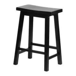 PJ Wood Classic Saddle-Seat 24" Tall Kitchen Counter Stools For Homes, Dining Spaces, And Bars W/Backless Seats, 4 Square Legs, Black (Set Of 4) -Furniture Haven Shop GUEST 332d51f3 96bf 4714 bcb1 c2b903b53ac5