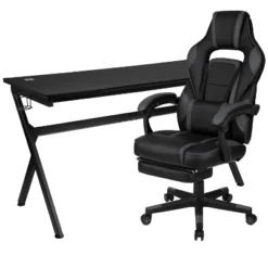 Flash Furniture Gaming Desk With Cup Holder/Headphone Hook/Removable Mousepad Top & Reclining Back/Arms Gaming Chair With Footrest 31 Flash Furniture Gaming Desk With Cup Holder/Headphone Hook/Removable Mousepad Top & Reclining Back/Arms Gaming Chair With Footrest -Furniture Haven Shop GUEST 336d5609 a20c 467d bf57 81784f3662fc
