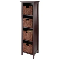55.98" 5pc Milan Storage Shelf With Baskets Walnut - Winsome 24 55.98" 5pc Milan Storage Shelf With Baskets Walnut - Winsome -Furniture Haven Shop GUEST 337396c2 602c 41ac 82e9 4082efc08a7a