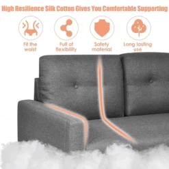 Costway Modern Loveseat Sofa 55'' Upholstered Chair Couch With Soft Cloth Cushion Grey -Furniture Haven Shop GUEST 34db6656 c3ba 4e7e 84f8 d0981482a2b9
