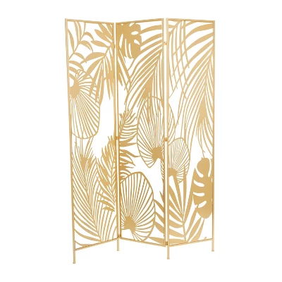 Glam Metal Palms Room Divider Screen Gold - Olivia & May 1 Glam Metal Palms Room Divider Screen Gold - Olivia & May