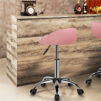 Yaheetech Height Adjustable Modern PU Leather Rolling Bar Stool Salon Stool 1 Yaheetech Height Adjustable Modern PU Leather Rolling Bar Stool Salon Stool