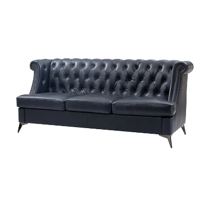 Pablo 81.5" Wide 81.5" Wide Chesterfield Tufted Genuine Wing Back Leather Sofa For Living Room-A+B | ARTFUL LIVING DESIGN 12 Pablo 81.5" Wide 81.5" Wide Chesterfield Tufted Genuine Wing Back Leather Sofa For Living Room-A+B | ARTFUL LIVING DESIGN - Image 12