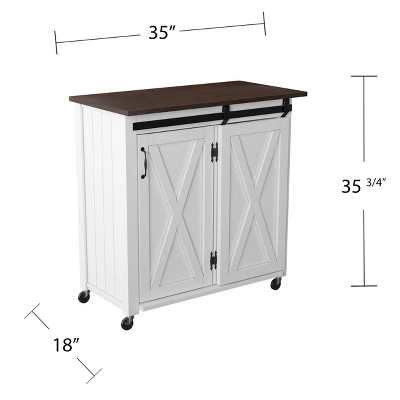 Lashire Barn Door Kitchen Cart Dark Brown/White - Aiden Lane 7 Lashire Barn Door Kitchen Cart Dark Brown/White - Aiden Lane - Image 7