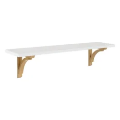 36" X 9" Corblynd Traditional Wood Wall Shelf White/Gold - Kate And Laurel -Furniture Haven Shop GUEST 3623da6b b14e 47b6 8c71 08bc7244224b
