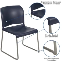 Flash Furniture HERCULES Series 880 Lb. Capacity Navy Full Back Contoured Stack Chair With Gray Powder Coated Sled Base -Furniture Haven Shop GUEST 3672e30d 35c4 4a2c 8315 613cfee5d453