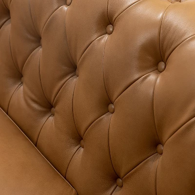 Pablo 81.5" Wide 81.5" Wide Chesterfield Tufted Genuine Wing Back Leather Sofa For Living Room-A+B | ARTFUL LIVING DESIGN 7 Pablo 81.5" Wide 81.5" Wide Chesterfield Tufted Genuine Wing Back Leather Sofa For Living Room-A+B | ARTFUL LIVING DESIGN - Image 7