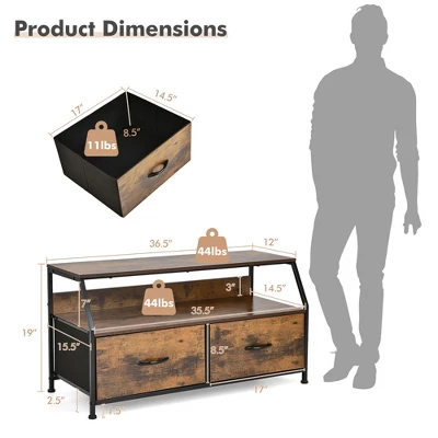 Costway Dresser TV Stand Media Console Table Organizer W/2 Storage Drawer & Open Shelves 4 Costway Dresser TV Stand Media Console Table Organizer W/2 Storage Drawer & Open Shelves - Image 4