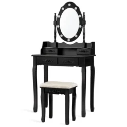 Vanity Table Set Detachable Makeup Table Dressing Desk With Mirror & Cushioned Stool Brown/White/Black 10 Vanity Table Set Detachable Makeup Table Dressing Desk With Mirror & Cushioned Stool Brown/White/Black -Furniture Haven Shop GUEST 37f900d5 a2be 4efd bffa a3820a8f3303