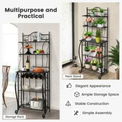 Costway 5-Tier Metal Kitchen Bakers Rack Microwave Storage Rack Oven Stand With Wine Organizer 15 Costway 5-Tier Metal Kitchen Bakers Rack Microwave Storage Rack Oven Stand With Wine Organizer -Furniture Haven Shop GUEST 385f5c52 8955 4700 929d 8f7656e70168