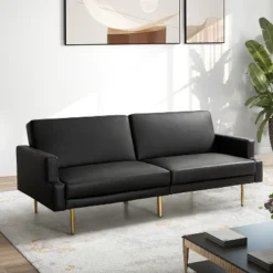 Lanna 76"Wide Vegan Leather Modern Style Convertible Futon Sofa Bed For Living Room Guest Bedroom | ARTFUL LIVING DESIGN 26 Lanna 76"Wide Vegan Leather Modern Style Convertible Futon Sofa Bed For Living Room Guest Bedroom | ARTFUL LIVING DESIGN -Furniture Haven Shop GUEST 3867f09f 8b58 4f13 9fe9 32fe65740f57