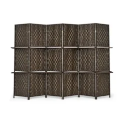Costway 6 Panel Folding Room Divider 6Ft Weave Fiber Screen W/ 2 Display Shelves 19 Costway 6 Panel Folding Room Divider 6Ft Weave Fiber Screen W/ 2 Display Shelves -Furniture Haven Shop GUEST 3966a7ce 66a0 4587 8ea0 7bd917300793