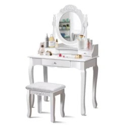 Costway White Vanity Wood Makeup Dressing Table Stool 3 Drawer 13 Costway White Vanity Wood Makeup Dressing Table Stool 3 Drawer -Furniture Haven Shop GUEST 3988ca20 7007 4b83 b59c 11aeaabc9d12