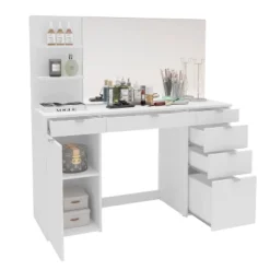 Amelia Vanity Table With Mirror White - Polifurniture -Furniture Haven Shop GUEST 3a2cb5a6 5db4 4125 a9cf 2f41ca933a23