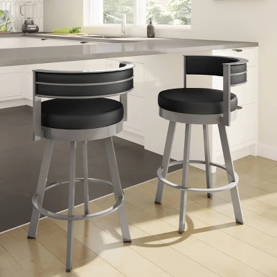 26" Browser Swivel Counter Height Barstool With Upholstered Seat - Amisco 2 26" Browser Swivel Counter Height Barstool With Upholstered Seat - Amisco - Image 2