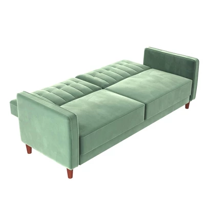 Pin Tufted Velvet Transitional Futon - Room & Joy 4 Pin Tufted Velvet Transitional Futon - Room & Joy - Image 4