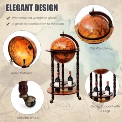 Costway 17.5'' Wood Globe Wine Bar Stand 16th Century Italian Rack Liquor Bottle Shelf 11 Costway 17.5'' Wood Globe Wine Bar Stand 16th Century Italian Rack Liquor Bottle Shelf -Furniture Haven Shop GUEST 3c29ab6e 6116 4d36 991a 29844edb972a