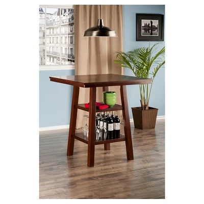 Orlando Square High Table With 2 Shelves Wood/Walnut - Winsome 3 Orlando Square High Table With 2 Shelves Wood/Walnut - Winsome - Image 3