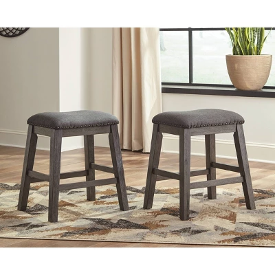 Set Of 2 Caitbrook Upholstered Counter Height Barstool Dark Gray - Signature Design By Ashley 1 Set Of 2 Caitbrook Upholstered Counter Height Barstool Dark Gray - Signature Design By Ashley