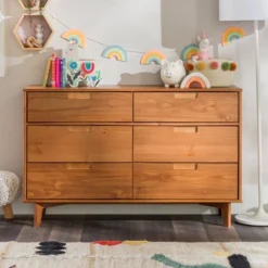 Mid-Century Modern Groove Wood 6 Drawer Dresser - Saracina Home -Furniture Haven Shop GUEST 3d447677 be9f 4732 b071 4ec0db1c971f